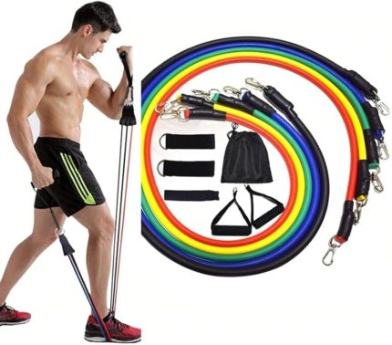 Direnç Lastiği Seti 11 Parça – Fitness, Pilates, Evde Spor ve Vücut Geliştirme Egzersiz Seti