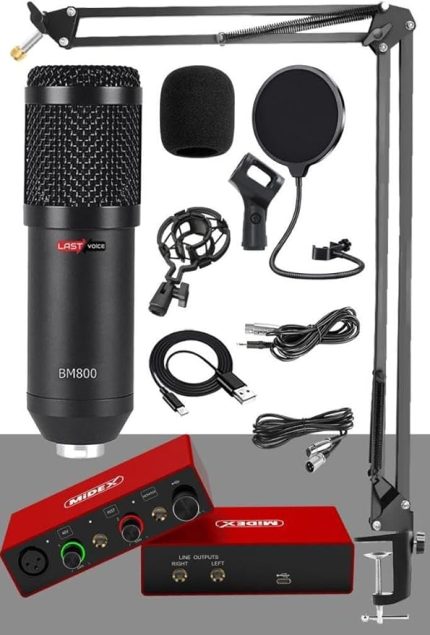 Midex Glx Paket-3 BM800 Mikrofon + Stüdyo Ses Kartı + Stand + Filtre