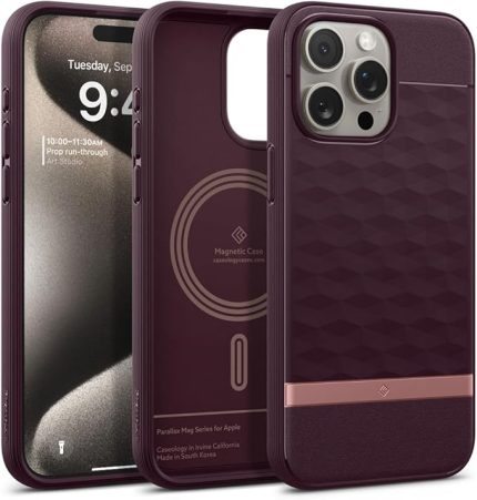 Caseology iPhone 15 Pro Max Kılıf Parallax Mag MagSafe özellikli Burgundy - ACS06616