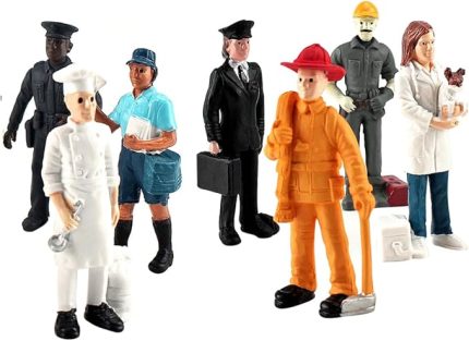 1 Set Sahne Dekorasyon Modeli Eğitim İnsanları Minyatür Figürler Mini İnsanlar Heykelcik Boyalı Figürler İtfaiyeciler Rakamlar Küçük İnsanlar Figürleri Çocuklar İçin Pilot Figür Meslek