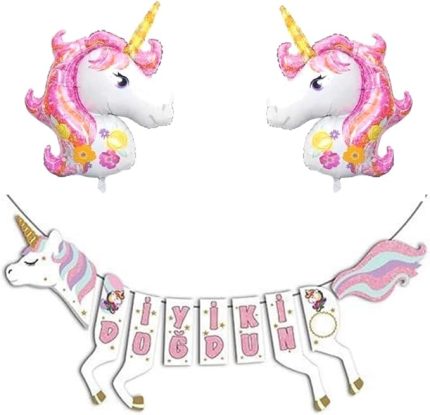 Sürprizi Unicorn Şekilli Iyi Ki Doğdun Folyo Balon Set