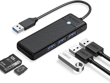 USB 3.0 to 3.0 TF SD Kart Okuyucu 3 Portlu USB 3.0 Çoklayıcı Adaptör Siyah