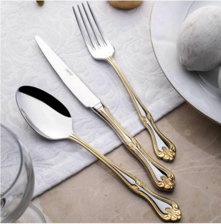 Lalezar Altın Sade 6 Kişilik 36 Parça Çatal Kaşık Bıçak Takımı