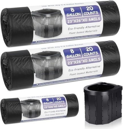 60 adet parçalanabilir tuvalet çantası, 20 l, biyolojik olarak parçalanabilen kamp tuvaleti, su geçirmez ayırma tuvalet çantası, mobil tuvaletler, yürüyüş, seyahat için