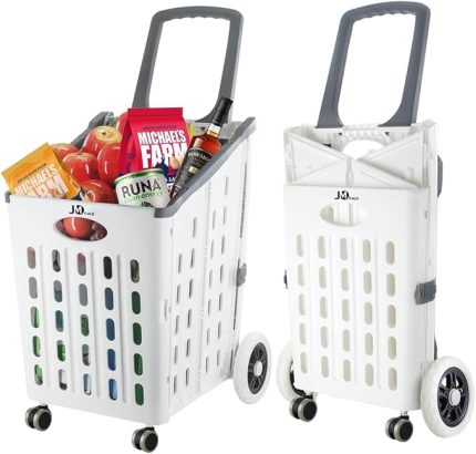 Katlanır, 4 Tekerlekli, Market Alışveriş Arabası, Büyük Kapasiteli, 75 Litre Hacim,
