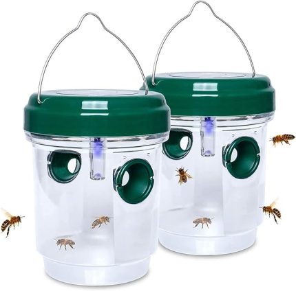 2 Paket Güneş Enerjili Eşek Arısı Tuzağı Asılı, Ma z Arı Tuzağı Asılı Meyve Sineği Tuzağı, Yeniden Kullanılabilir Eşek Arısı Tuzağı Dışarıda, Düşük Ceket Öldürücü, Bahçe için Yeşil 2 paket