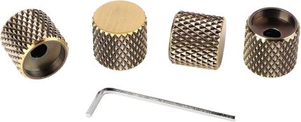 4 Adet Gitar Topuzu, Metal Ses Tonu Kontrolü Kubbe Düz Üst Namlu Topuzu Müzik Aleti Aksesuar Seti, Elektro Gitar Bas Vidalı Tip (GD139D Bronz)