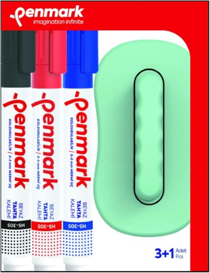 Beyaz Tahta Kalemi 3'lü Set ve Silgi