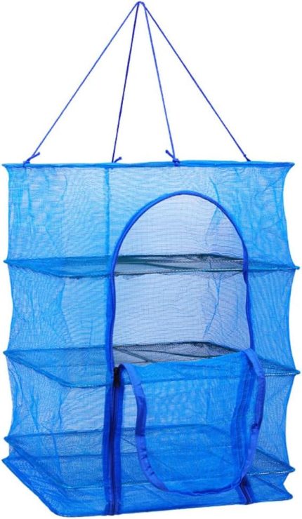 for Katlanabilir 3 Katlı Kurutma Balık Ağı Asılı Sebze Balık Yemekleri Bitki Topraksız Çiçekler Sebzeler için Kurutucu Askı -40 x 40 x 65 cm