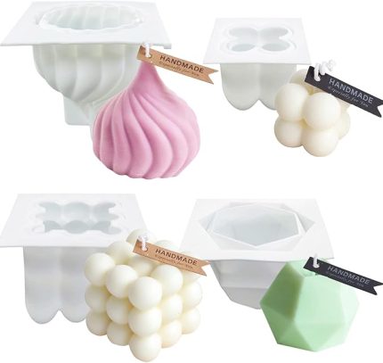 Silikon Mum Kalıpları Seti, 4 Adet Kabarcık Kalıp, Epoksi, El Yapımı Çikolata, Sabun Yapma, Reçine, Puding, Kil, Süs İçin
