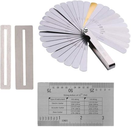 Tamir Araçları, Dize Ölçer Cetveli (1 adet) & Kalınlık Ölçerler (32 adet) & Gitar Fret Koruyucuları (2 adet)