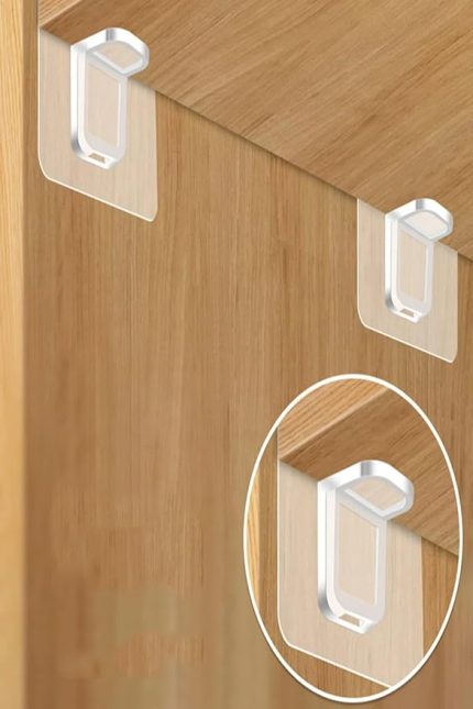 Set Kendinden Yapışkanlı Dolap Duvar Kitaplık Ayakkabılık Raf Tutucu Sabitleyici Klips Askı