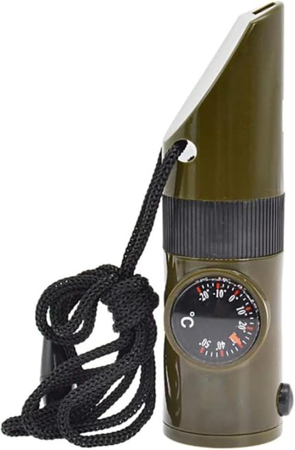 7in1 Yüksek Desibel Termometreli Pusulalı Ledli Kamp ve Deprem Çanta Düdüğü / FC226