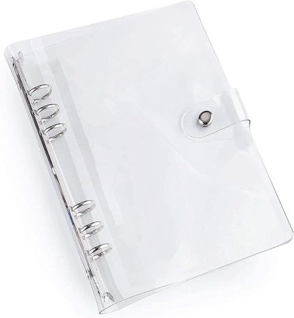 A5 6 Delikli Şeffaf Yumuşak PVC Dizüstü Bilgisayar Kapağı Planlayıcı Kapağı Doldurulabilir Notebook Kılıfı Koruyucu Yuvarlak Halkalı Klasör