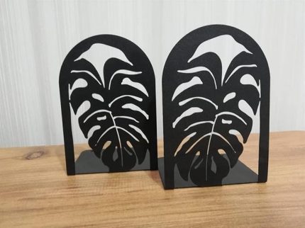 Dekoratif Yaprak Desenli Metal Kitap Tutucu 2'li paket