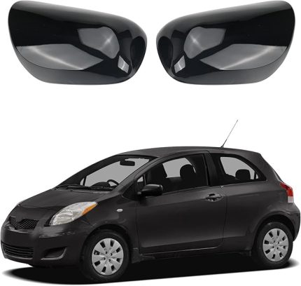 Otomobil ayna kapakları, 1 çift araç kapısı için yan ayna kapağı, Toyota Yaris 2005-2011 için (parlak siyah)