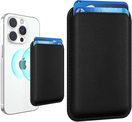 Mag-Safe Manyetik Cüzdan iPhone 17/16/15/14/13/12 Serileri ile Uyumlu, Güçlü Mıknatıslı Kartlık, RFID Korumalı, Premium Deri, 3 Kart Kapasiteli, İnce ve Hafif Tasarım – Siyah