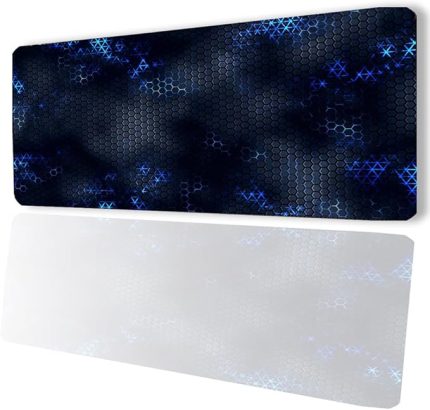 Mavi Siyah Petek Desenli Kaymaz Gaming Oyuncu Masaüstü Dikişsiz Klavye Mouse Pad 32x70Cm