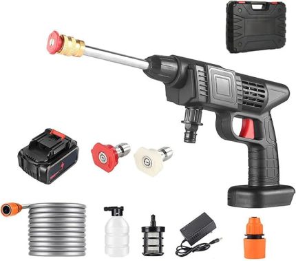 300W Şarjlı Oto Yıkama Tabancası Yüksek Basınçlı Hazneli Sulama Püskürtme Yıkama Akülü Çantalı Tabanca 15.000mAh