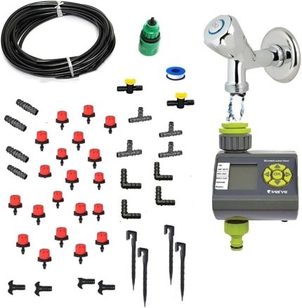 Verve Elektronik Bahçe Sulama Sistemi 20 Metre Damlalama Sulama Sistemi Ve Ekleme Parçalı Set