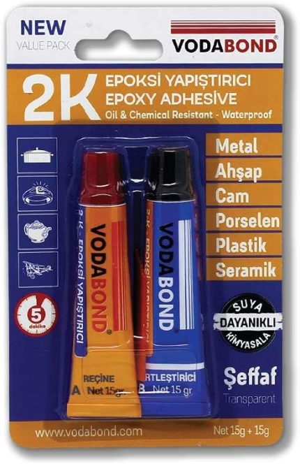53.03.030 Rapid Epoxy Yapıştırıcı, 30g, Şeffaf, Plastik, Metal, Seramik, Porselen, Cam, Ahşap