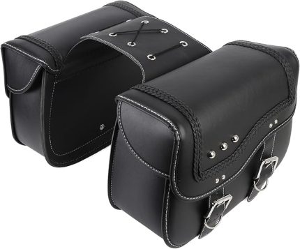 Saddle çantaları, 30L Büyük Kapasiteli PU Deri Yan Eyer Çantaları, Motosiklet Kir Bisiklet İkili Spor Motor Motorcross Motosiklet Yarışı Dağ Off-Road, Siyah