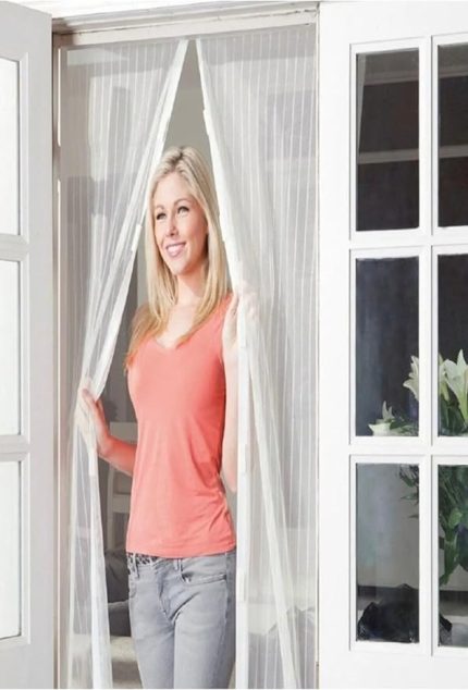 Beyaz Mıknatıslı Sineklik Kapı 105X 210 Cm Böcek Perdesi Balkon Kapısı Sinek Perdesi