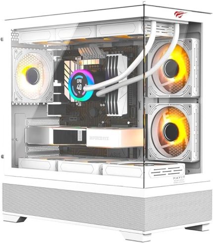CF925 Tamperli Cam Gaming Oyuncu KasasıHavit CF925 Tamperli Cam Gaming Oyuncu Kasası Beyaz - 3 RGB Fanlı, Kumandalı, ITX/M-ATX/ATX/E-ATX Uyumlu