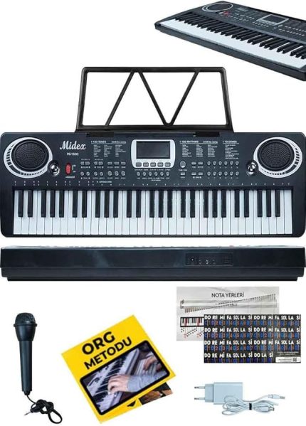 PS-1500BK Başlangıç İçin 61 Tuşlu Org Notalık ve Adaptörlü (100 Ses 100 Ritim)