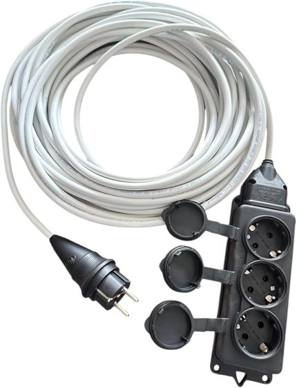 Grup Priz%100 Bakır Kablo 3x1.5mm Uzatma Kablosu (BEYAZ, 10 METRE)