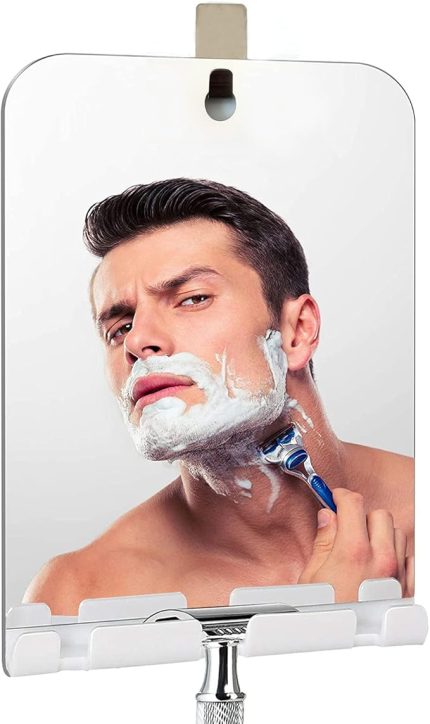 -Büyük Sissiz Duş Aynası, entegre tıraş bıçağı tutuculu 1 Kanca içerir, Anit-Fog Duş Aynası, duş makyajı seyahat tıraş aynası, Duvar Asma Aynası (Sıcak bükme)