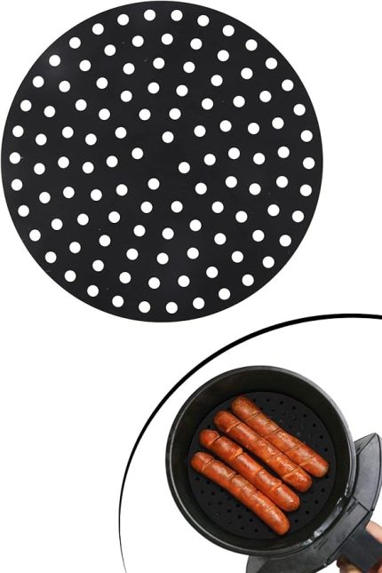 Renkli Isıya Dayanıklı Yıkanılabilir Silikon Fırın Ve Airfryer Yuvarlak Model Pişirme Matı 20 Cm (siyah)