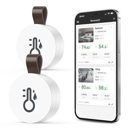 Bluetooth termometre, higrometre, sıcaklık ve nem ölçer, uygulama ve veri depolama, dijital sıcaklık nem sensörü, ofis, sera, şarap mahzeni için, 2 adet