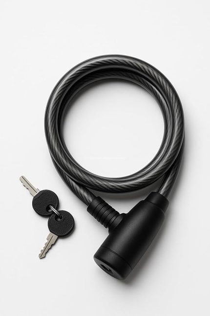 Bisiklet Kilidi, 80 cm Uzunluk, 12 mm Kalınlık, Su Geçirmez PVC Kaplama, Çelik Gövdeli, Yedek Anahtarlı, Güvenlik Kilidi, Dış Mekan Kullanıma Uygun