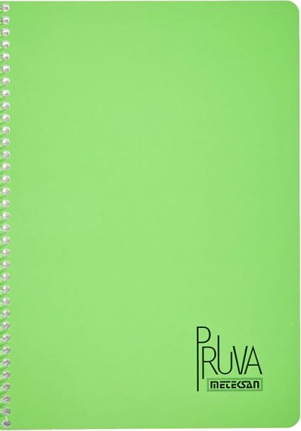 Pruva A4 Pet Spiralli Karton Kapaklı Defter 144 Yaprak - Çizgili - Yeşil