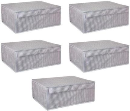5 Adet - Kapaklı Çok Amaçlı Çamaşır-saklama-düzenleme Vb Hurç, Kutu - 50x40x19 - Baza Kutu - Gri