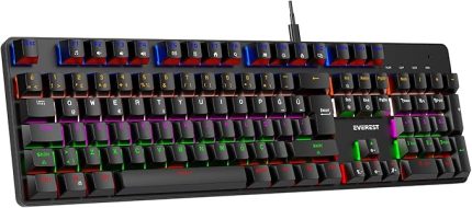 KB-MeKanik 1 Lumos USB Rainbow Aydınlatmalı Full Anti-Ghosting Mekanik Gaming Oyuncu Klavye (Siyah (Red Switch)