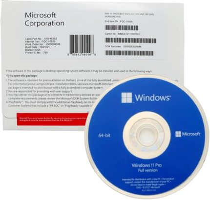 Windows 11 Pro Ön Yükleme DVD Sadece işletim sistemini yeniden kurmak içindir. Lisans içermez