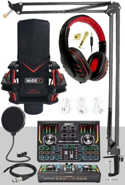 GMX-1 Titanium Set Efektli Ses Kartı Mikrofon Kulaklık Stand Kayıt Canlı Yayın (PC ve Telefon)