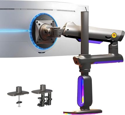 Bayou G80-Gaming, 2-20 Kg Uyumlu, 32inch-60inch Aralığında Büyük Ekranlar İçin RGB Aydınlatmalı Oyuncu Monitör Standı