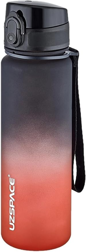 500ml Soft Touch Çift Renk Motivasyon Tritan Su Matarası (Siyah-Kırmızı)