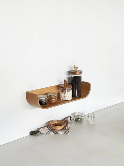 Wood Dekoratif Ahşap Tasarım Duvar Rafı (Meşe)