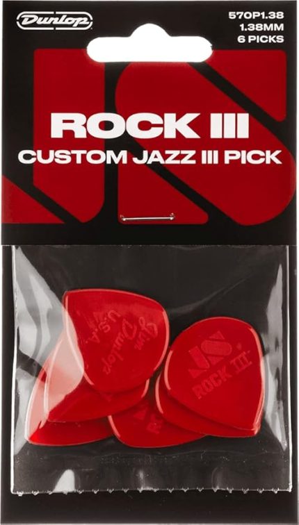 Dunlop 570P138 Rock III Nylon Custom Jazz III Pena, 6'lı Paket
