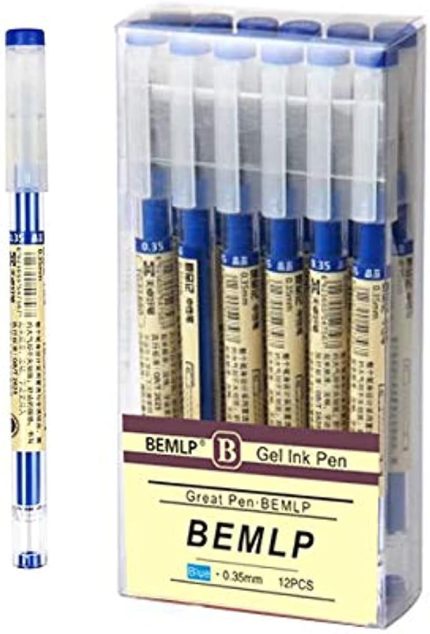 Jel Mürekkep Kalem Ekstra İnce Nokta Kalemler Tükenmez Kalem 0.35mm Mavi Premium Sıvı Mürekkep Roller Kalemler Japon Ofis Okul Kırtasiye Tedarik 12 Parça