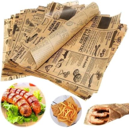 Kağıt Vintage Gazete Desenli,Sunum Kağıdı Kendinden Desenli Mutfak, Yemek Sunumları İçin İdeal 50 Adet