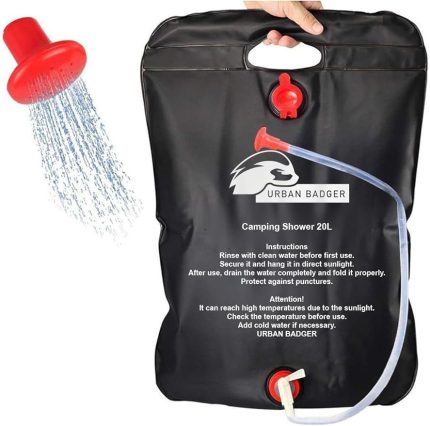 Badger Katlanabilir Kamp Duşu 20L Başlık ve Hortum ile Beraber, Dayanıklı Kamp Ekipmanları, Kamp Aksesuarları, Açık Hava Sporları