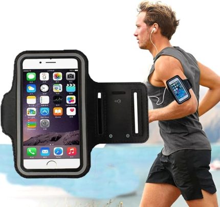 İphone Samsung Xiaomi Huawei ile uyumlu Universal 6,3" inç e Kadar Uyumlu Anahtar Koyma Bölmeli Spor, Koşu,Yürüyüş için Kol Bandı Siyah