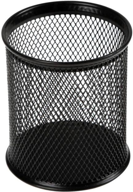 Home Masa Üstü Ofis Tipi Metal Kalemlik,Perfore Kalemlik,Masa Düzenleyici Ve Toparlayıcı Organizer,Kalem Kutusu (Siyah Silindir)