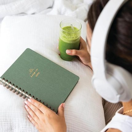A5 Spiralli Sert Kapak Keten Düz Çizgisiz Tarihsiz Not Defteri Yeşil