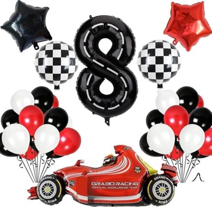 Gitti 8 Yaş Yarış Arabası Temalı Doğum Günü Parti Kutlama Balon Seti